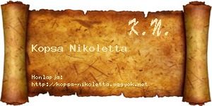 Kopsa Nikoletta névjegykártya